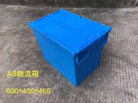 Theftproof 600*400mm пластиковые Totes хранения с прикрепленной на петлях крышкой