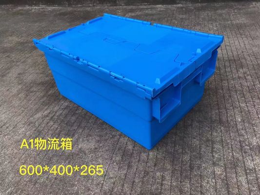 Theftproof 600*400mm пластиковые Totes хранения с прикрепленной на петлях крышкой