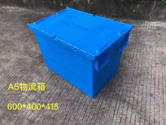 Theftproof 600*400mm пластиковые Totes хранения с прикрепленной на петлях крышкой