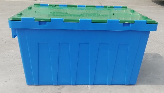 Изготовление на заказ 35kg нагружая пластиковой контейнер крышки Tote прикрепленный коробкой штабелируя вложенность
