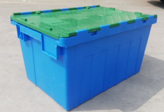 Изготовление на заказ 35kg нагружая пластиковой контейнер крышки Tote прикрепленный коробкой штабелируя вложенность